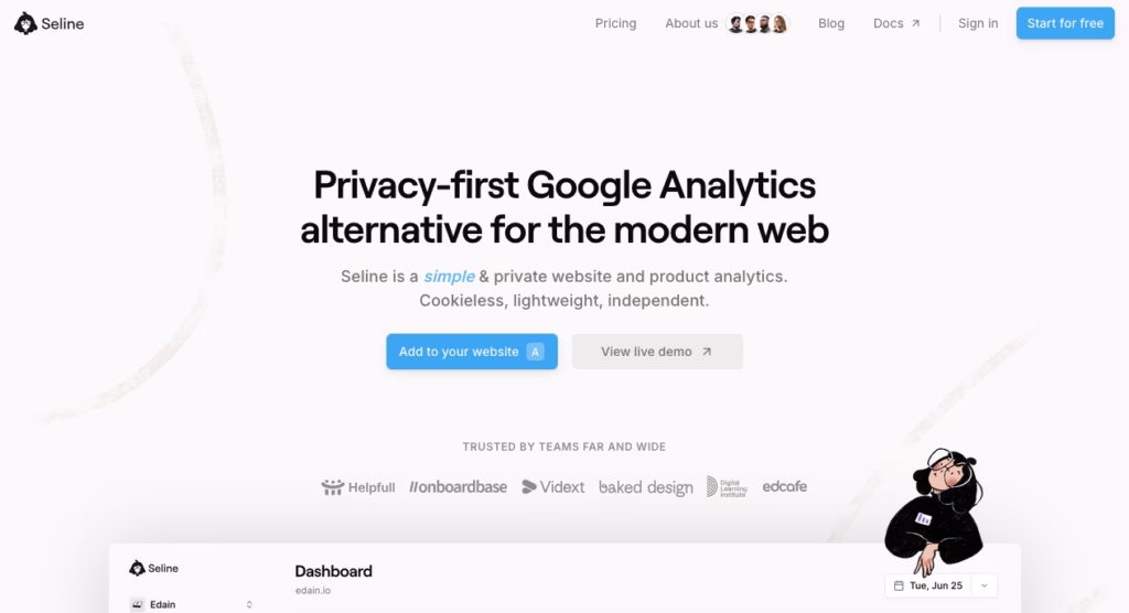seline privacy-first google analytics alternative homepage